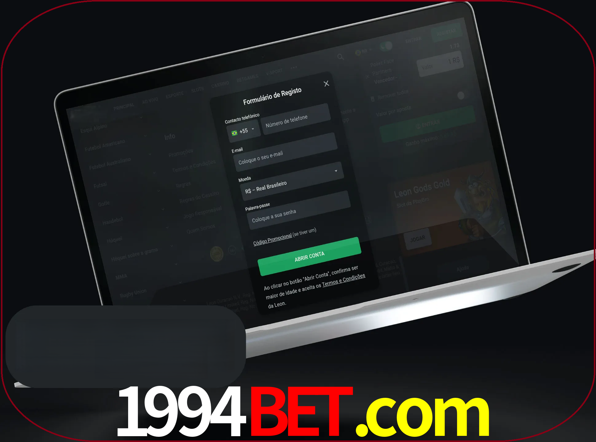Abra o site da LeonBet e crie sua própria conta.