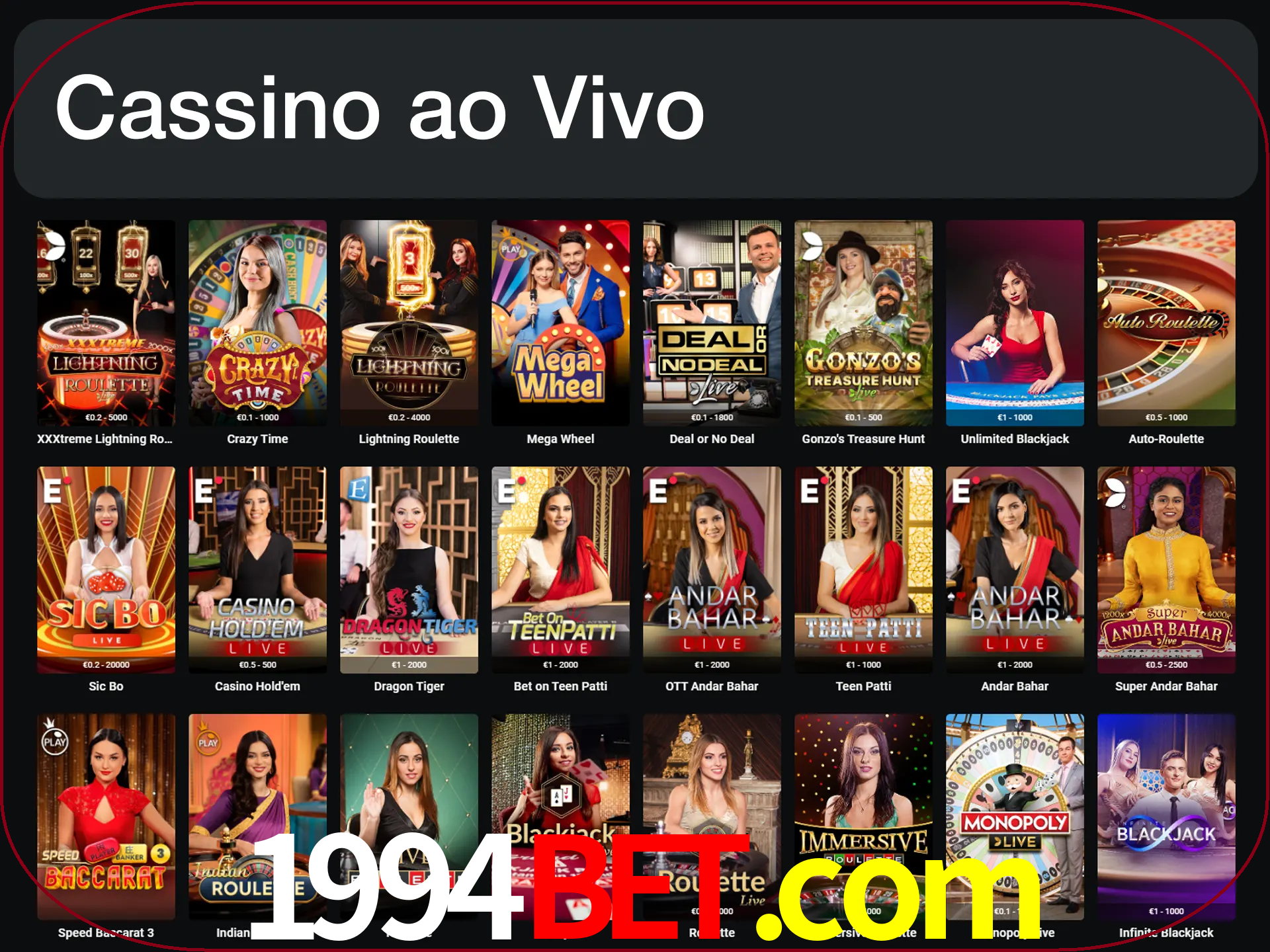 Jogue jogos de cassino com um verdadeiro dealer.