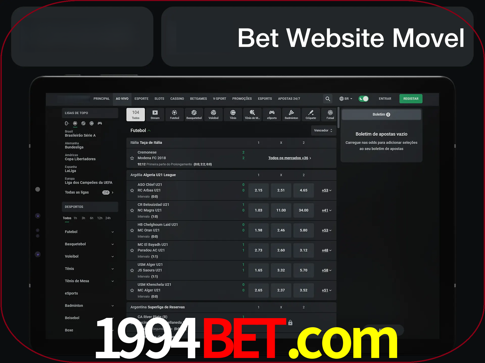 Use nosso website em qualquer dispositivo.